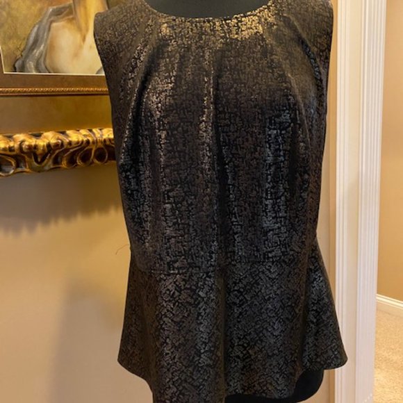 ALFANI WOMEN'S 2X NYE OR DRESSY GOLD AND BLACK TOP w/PEPLUM - Picture 1 of 8